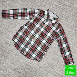 RuggedButts boys Christmas plaid long sleeve button down top red green size 5
